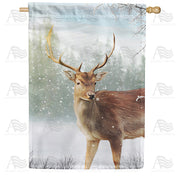 America Forever Winter Buck House Flag
