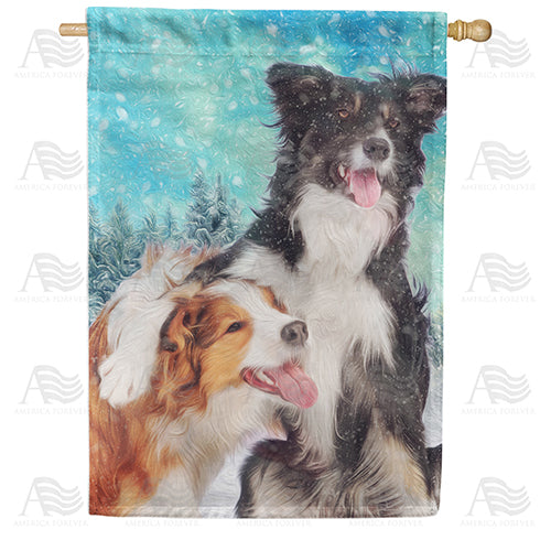 America Forever Catching Snowflakes House Flag