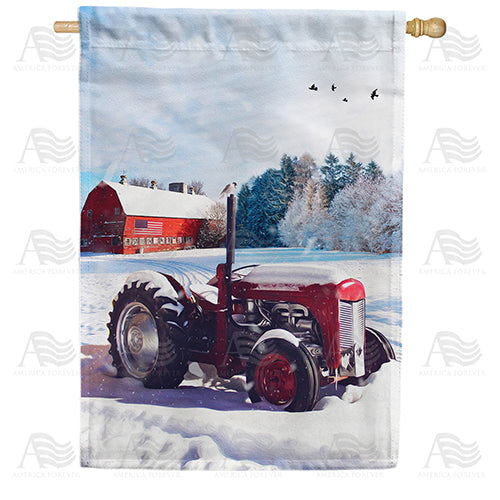 America Forever Winter At The Farm House Flag