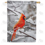 America Forever Cardinal On Snowy Branch House Flag