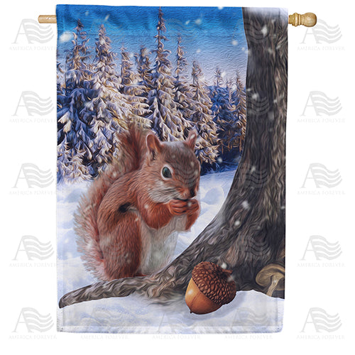 America Forever Squirrel Enjoying Fall's Stash House Flag