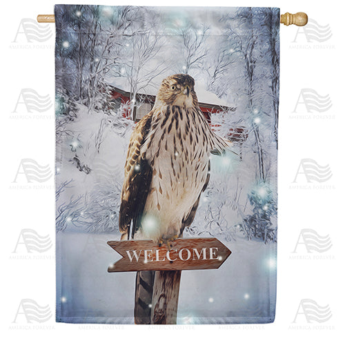 America Forever Winter Hawk House Flag