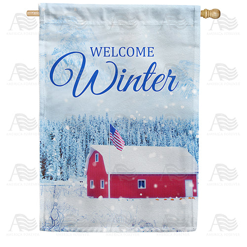 America Forever Welcome Winter On The Farm House Flag