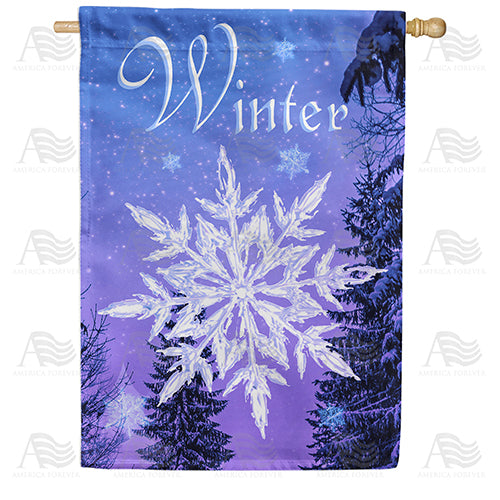 America Forever Crystal Snowflake House Flag