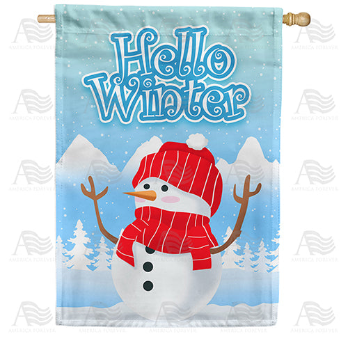 America Forever Snowman Greets Winter House Flag