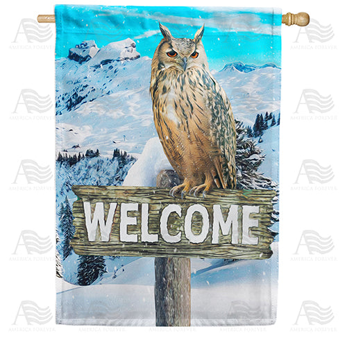 America Forever Winter Owl Welcome House Flag