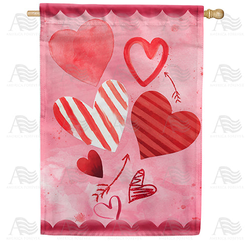 America Forever Heart Doodles House Flag