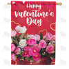 America Forever Happy Valentine's Day Roses House Flag