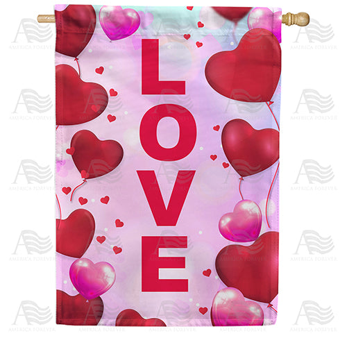 America Forever Love Is In The Air Hearts House Flag