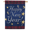 America Forever Happy New Year Plaid Border House Flag