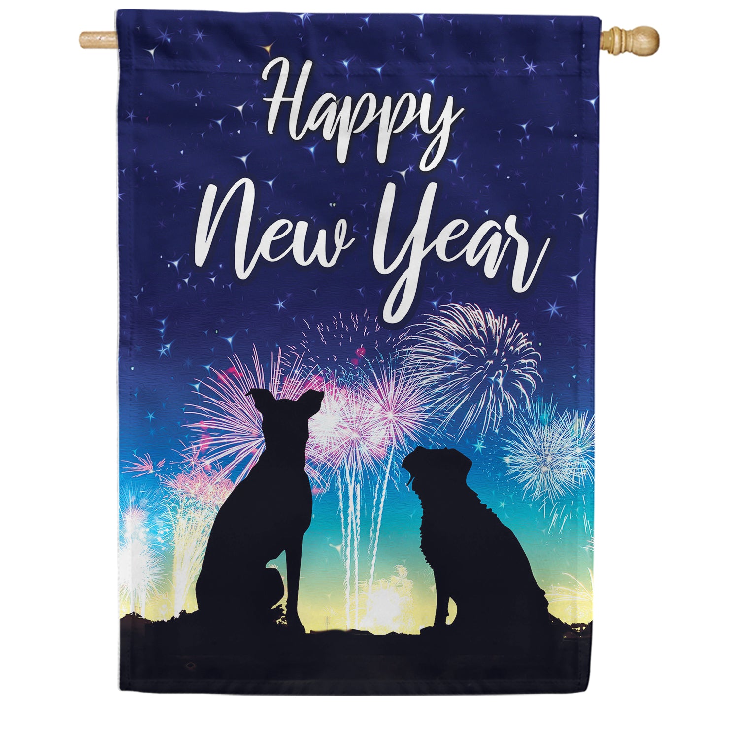 America Forever New Year Dogs Silhouette House Flag