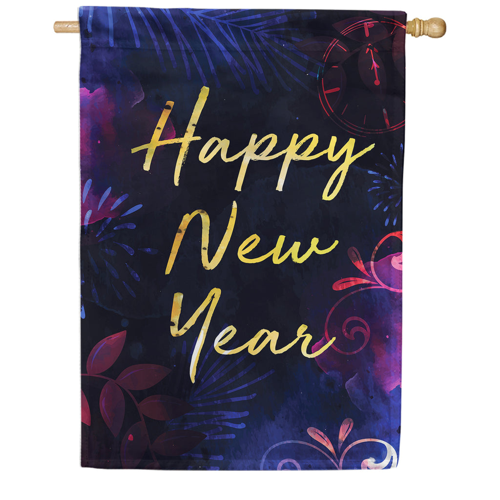 America Forever Happy New Year Gold Text House Flag