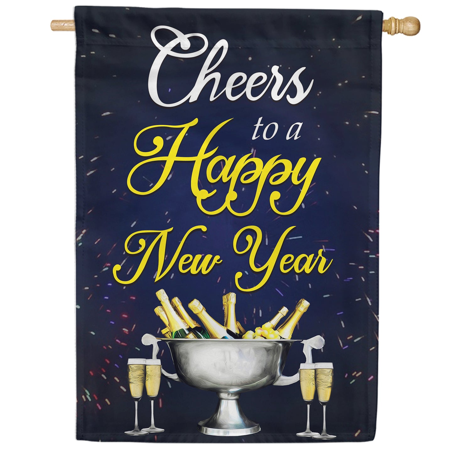 America Forever Cheers To The New Year House Flag