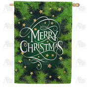 America Forever Merry Christmas Pine Branches House Flag