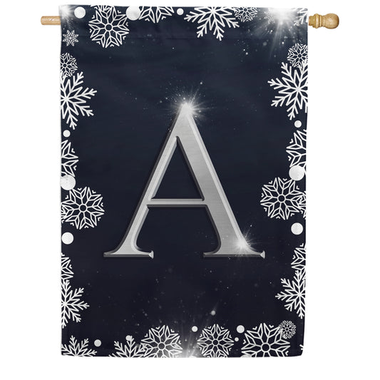 America Forever Silver Snowflakes Monogram House Flag