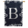 Silver Snowflakes Monogram House Flag