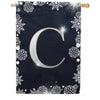 America Forever Silver Snowflakes Monogram House Flag