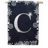 Silver Snowflakes Monogram House Flag