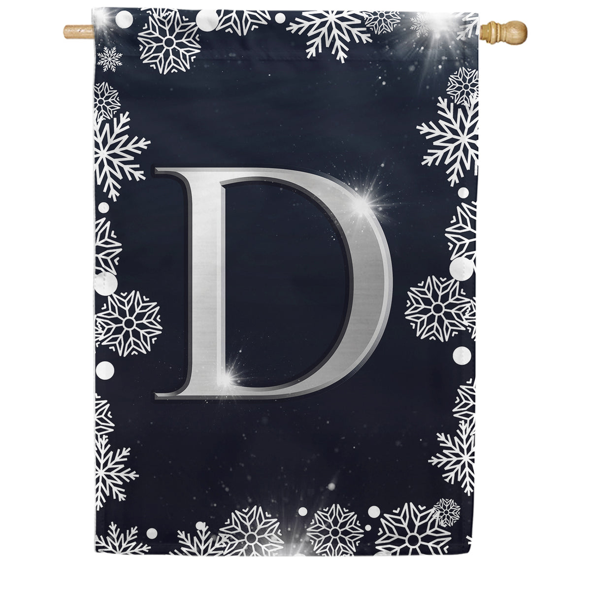 America Forever Silver Snowflakes Monogram House Flag