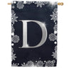 Silver Snowflakes Monogram House Flag