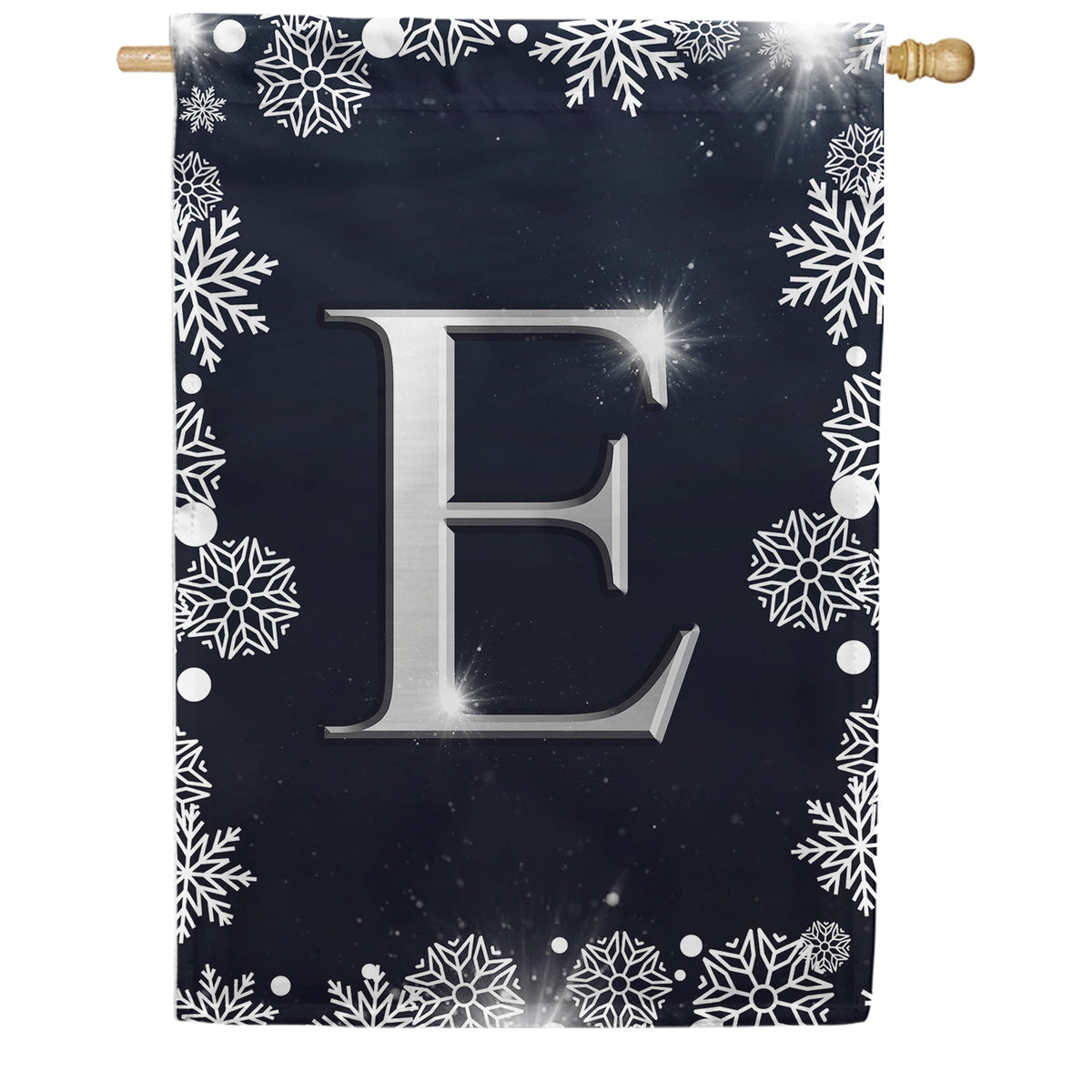 America Forever Silver Snowflakes Monogram House Flag