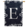 Silver Snowflakes Monogram House Flag
