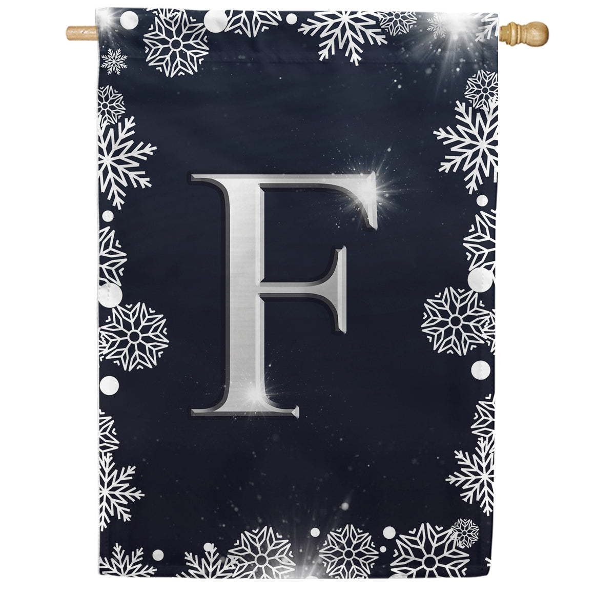 America Forever Silver Snowflakes Monogram House Flag