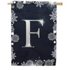 Silver Snowflakes Monogram House Flag