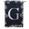 Silver Snowflakes Monogram House Flag