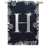Silver Snowflakes Monogram House Flag