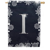 Silver Snowflakes Monogram House Flag
