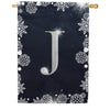 America Forever Silver Snowflakes Monogram House Flag