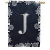 Silver Snowflakes Monogram House Flag