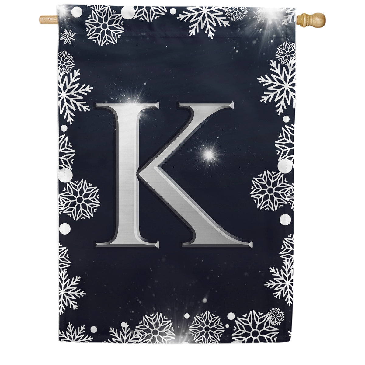 America Forever Silver Snowflakes Monogram House Flag