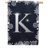 Silver Snowflakes Monogram House Flag