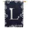 Silver Snowflakes Monogram House Flag