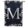 Silver Snowflakes Monogram House Flag
