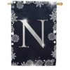 Silver Snowflakes Monogram House Flag