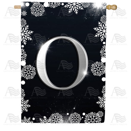 America Forever Silver Snowflakes Monogram House Flag