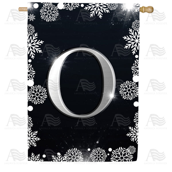America Forever Silver Snowflakes Monogram House Flag