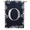 Silver Snowflakes Monogram House Flag
