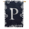 Silver Snowflakes Monogram House Flag