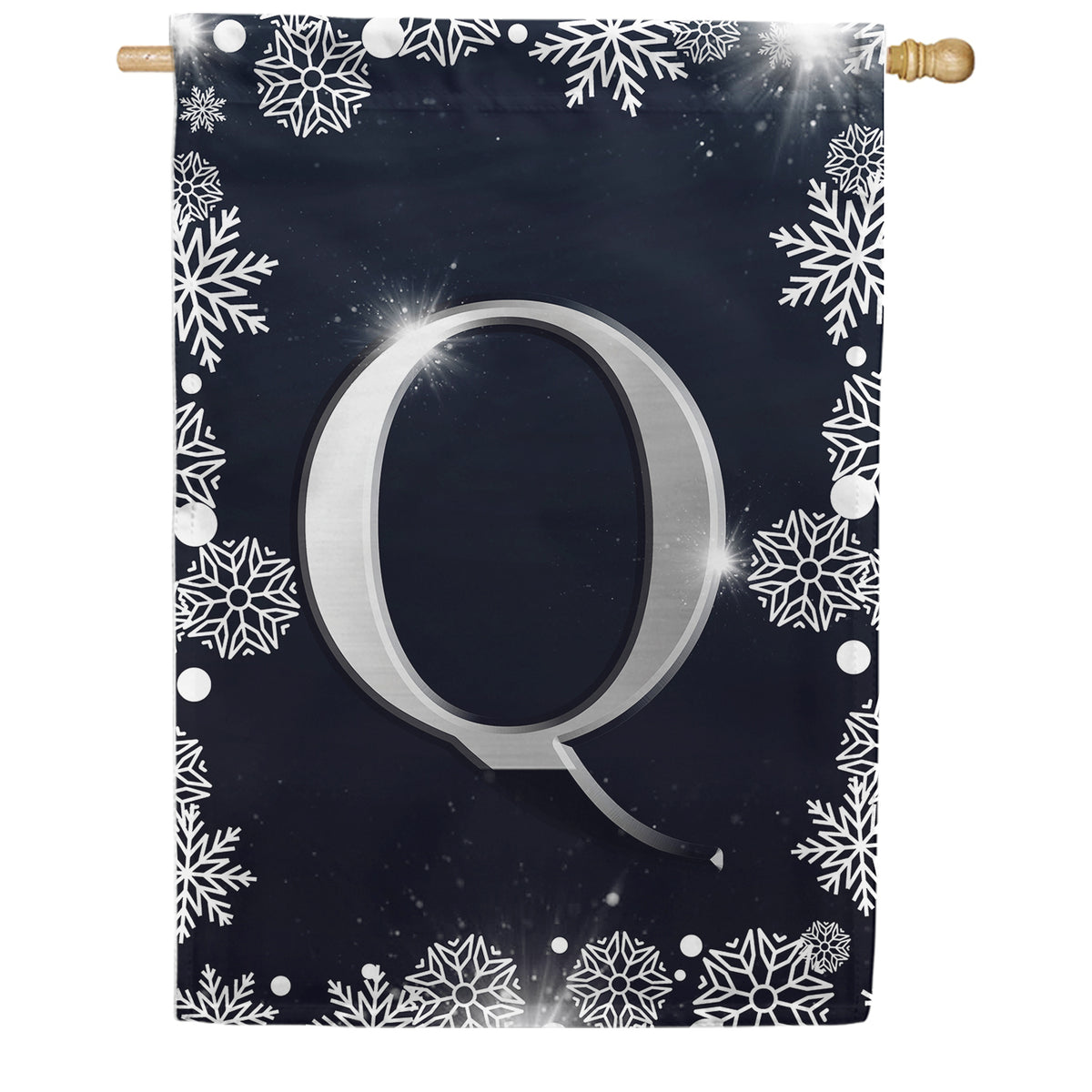 America Forever Silver Snowflakes Monogram House Flag