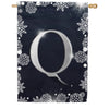 Silver Snowflakes Monogram House Flag