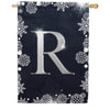 Silver Snowflakes Monogram House Flag