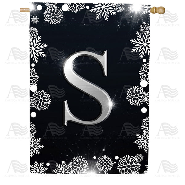 America Forever Silver Snowflakes Monogram House Flag