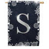 Silver Snowflakes Monogram House Flag