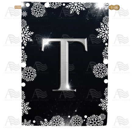 America Forever Silver Snowflakes Monogram House Flag