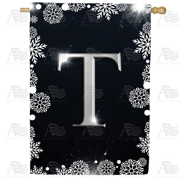 America Forever Silver Snowflakes Monogram House Flag