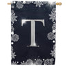 Silver Snowflakes Monogram House Flag